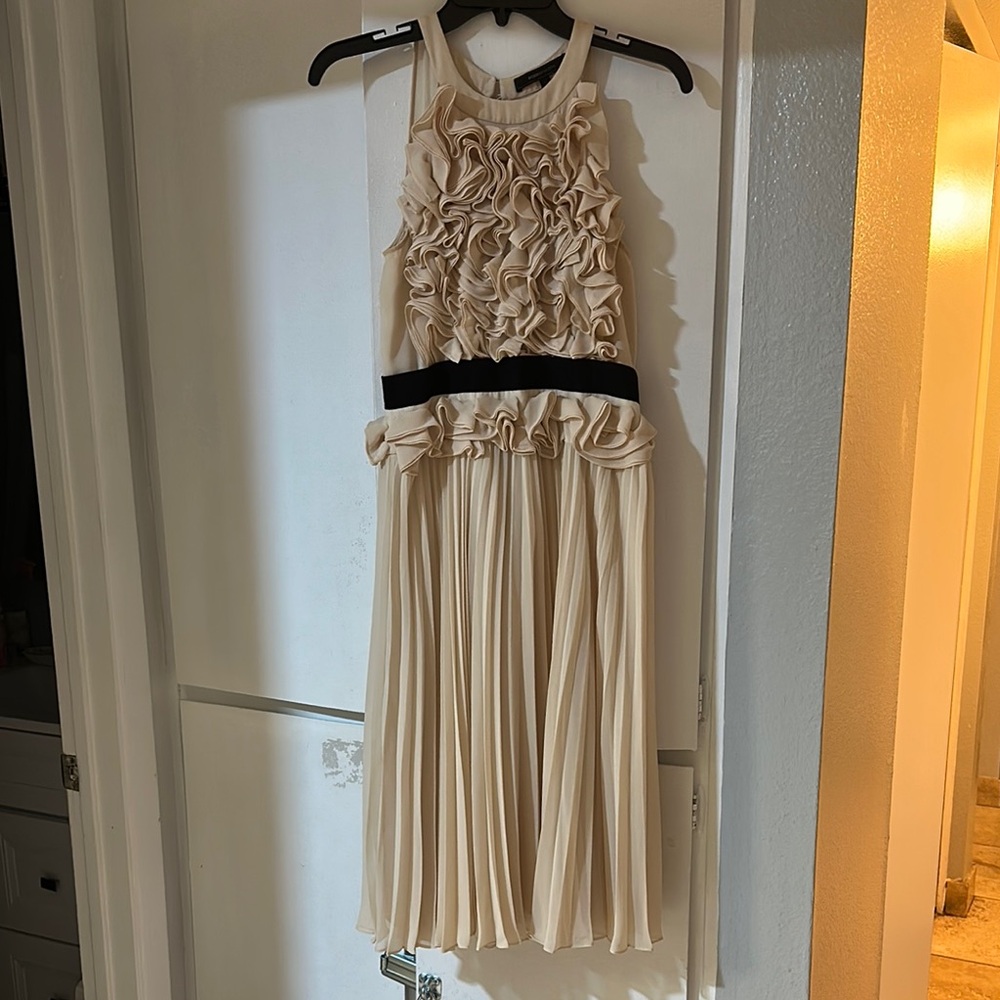 Elegant Cream Ruffled BCBG MAXAZRIA Dress